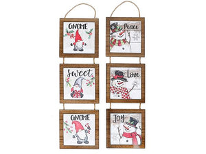 3 Piece Hanging Square Wood Sign (Each)