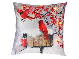 LED Velvet Cushion 18x18in - Cardinal Flying