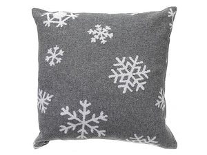 Worsted Wood Cushion- Grey with Snowflakes