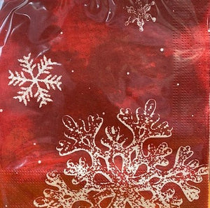 Paper Luncheon Napkin Pack/20 - Red w/Snowflake