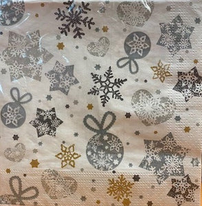 Paper Luncheon Napkin Pack/20 - Ornaments/Stars/Snowflake
