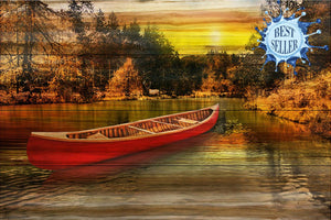 Canoe on Lake Wood Wall Art 47x24in
