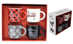 Set/4 Ceramic Holiday Espresso Cups