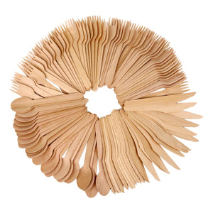Disposable Wooden Cutlery 100-Pack