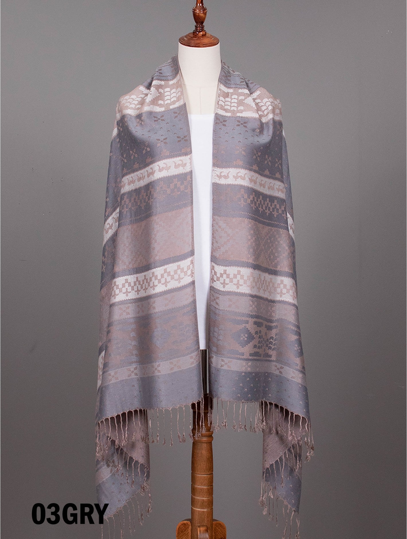 Two Tone Pashmina Scarf with Tassels (7 Colours available)