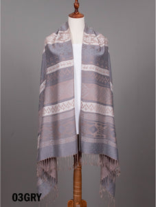 Two Tone Pashmina Scarf with Tassels (7 Colours available)