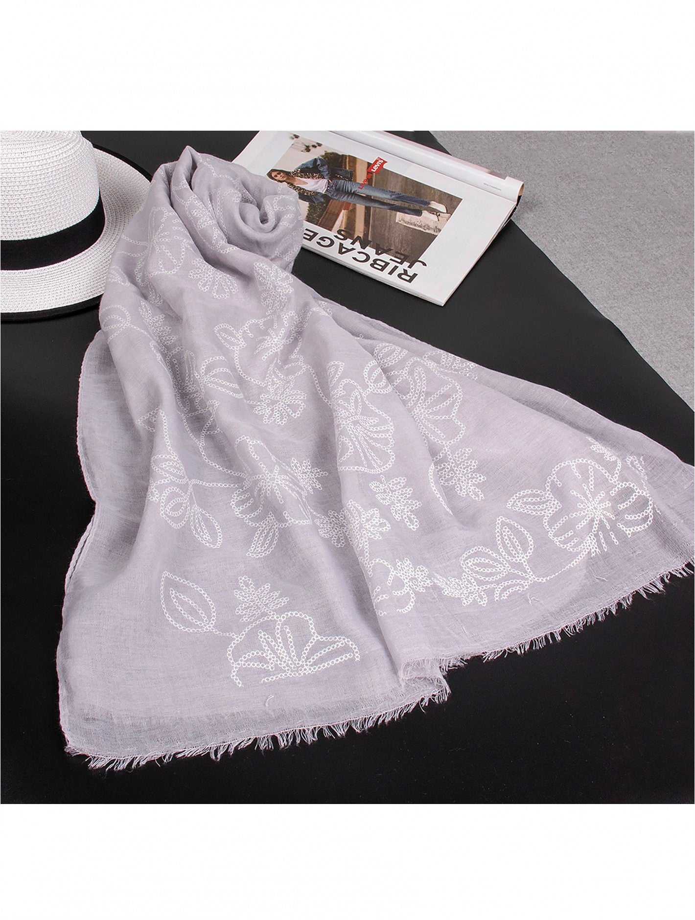 Dash Leaves Print Scarf (5 Colours Available)