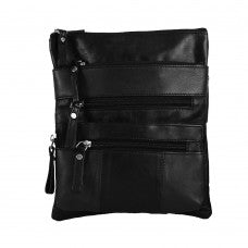 Black/Black Leather Crossbody Bag