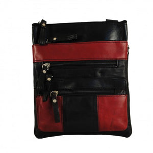 Cherry/Black Leather Crossbody Bag