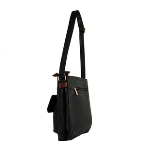 Black Crossbody Bag with Brown Detail