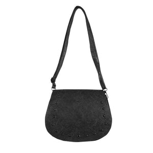 Cross Body Bag with Stitching Edge - Black