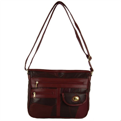 Burgundy Leather Patchwork Handbag