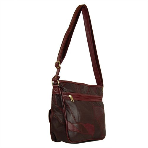 Burgundy Leather Patchwork Handbag