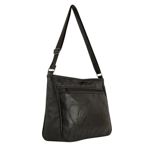 Black Leather Patchwork Handbag