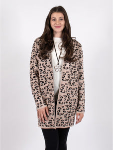 Taupe Leopard Print Cardigan with Hood (2 Sizes Available)