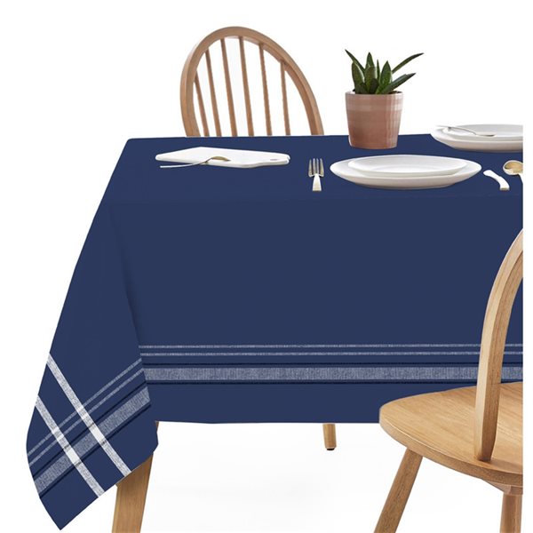 French Border Tablecloth- Navy Blue